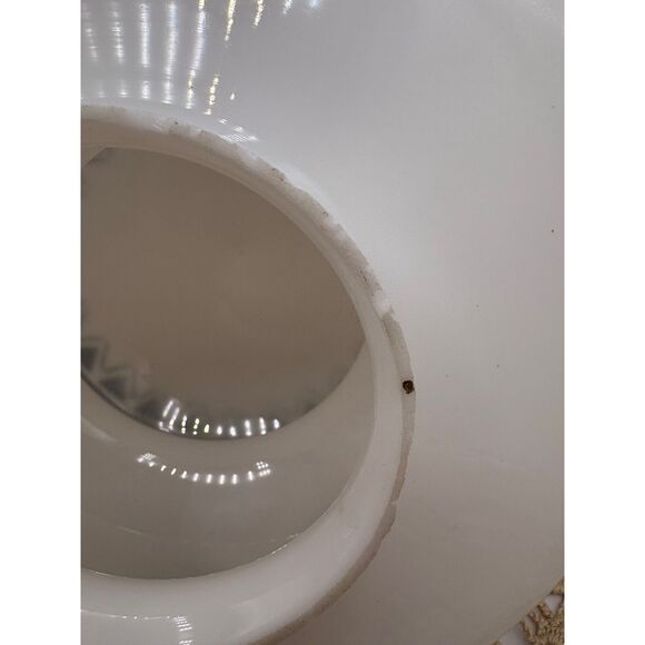 Vintage Art Deco Milk Glass Ceiling Fixture Black White Atomic - Picture 4 of 9